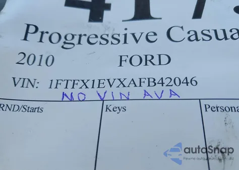 2010 Ford F-150 Fx4/Lariat/Xl/Xlt z USA, uszkodzony, nr VIN 1FTFX1EVXAFB42046